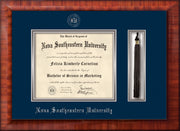 Image of Nova Southeastern University Diploma Frame - Mezzo Gloss - w/Silver Embossed NSU Seal & Name - Tassel Holder - Navy on Silver mat