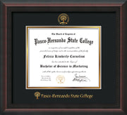 Image of Pasco-Hernando State College Diploma Frame - Mahogany Braid - w/Embossed PHSC Seal & Name - Black on Gold mat
