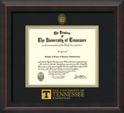 Image of University of Tennessee Diploma Frame - Mahogany Braid - w/Embossed UTK Seal & Wordmark - Black on Gold Mat