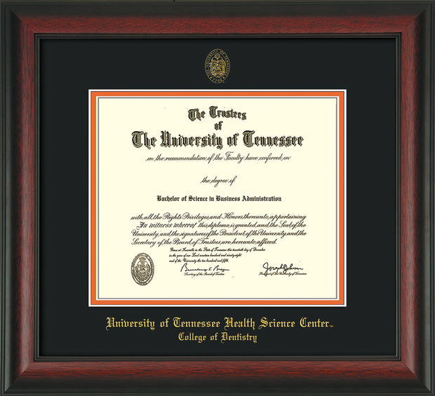 Image of University of Tennessee Health Science Center - Rosewood - w/UT Seal & College of Dentistry Name - Black on Orange Mat