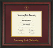 Image of Armstrong State University Diploma Frame - Rosewood - w/Embossed ASU Seal & Name - Maroon on Gold mat
