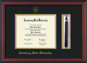 Image of Armstrong State University Diploma Frame - Cherry Reverse - w/Embossed ASU Seal & Name - Tassel Holder - Black on Gold mat