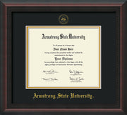 Image of Armstrong State University Diploma Frame - Mahogany Braid - w/Embossed ASU Seal & Name - Black on Gold mat