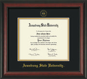 Image of Armstrong State University Diploma Frame - Rosewood - w/Embossed ASU Seal & Name - Black on Gold mat