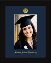 Image of Florida Atlantic University 5 x 7 Photo Frame - Flat Matte Black - w/Official Embossing of FAU Seal & Name - Single Navy mat