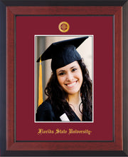 Image of Florida State University 5 x 7 Photo Frame - Cherry Reverse - w/Official Embossing of FSU Seal & Name - Single Garnet mat
