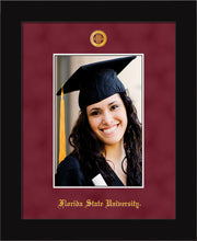 Image of Florida State University 5 x 7 Photo Frame - Flat Matte Black - w/Official Embossing of FSU Seal & Name - Single Garnet Suede mat