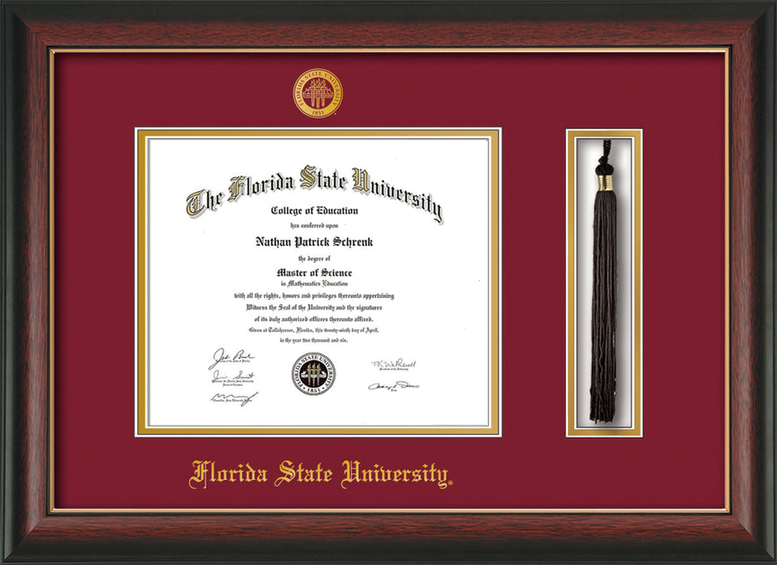 FSU Diploma Frame - R Gold - w/FSU Seal - Tassel - Garnet on Gold mat ...