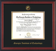 Image of Georgia Tech Diploma Frame - Cherry Reverse - w/Embossed Seal & Name - Black on Gold mat