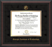 Image of Georgia Tech Diploma Frame - Mahogany Braid - w/Embossed Seal & Name - Black Suede on Gold mat