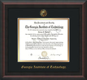 Image of Georgia Tech Diploma Frame - Mahogany Braid - w/Embossed Seal & Name - Black on Gold mat