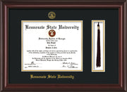 Image of Kennesaw State University Diploma Frame - Mahogany Lacquer - w/KSU Embossed Seal & School Name - Tassel Holder - Black on Gold mat