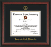 Image of Kennesaw State University Diploma Frame - Rosewood - w/Embossed KSU Seal & Name - Black on Gold mats