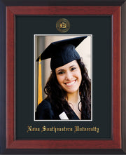Image of Nova Southeastern University 5 x 7 Photo Frame - Cherry Reverse - w/Official Embossing of NSU Seal & Name - Single Black mat