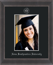 Image of Nova Southeastern University 5 x 7 Photo Frame - Metro Antique Pewter Double - w/Official Silver Embossing of NSU Seal & Name - Single Black mat
