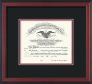 Image of Saint Joseph's University Diploma Frame - Cherry Reverse - No Embossing - Black on Crimson mat