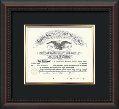 Image of Saint Joseph's University Diploma Frame - Mahogany Braid - No Embossing - Black on Gold mat