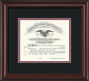 Image of Saint Joseph's University Diploma Frame - Mahogany Lacquer - No Embossing - Black on Crimson mat