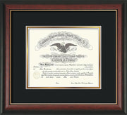 Image of Saint Joseph's University Diploma Frame - Rosewood w/Gold Lip - No Embossing - Black on Gold mat