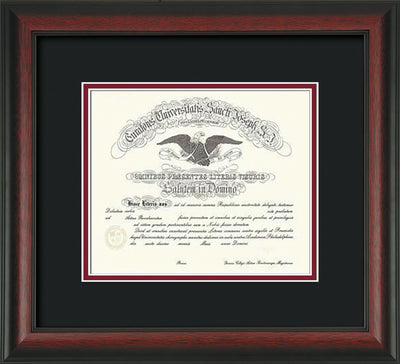 Image of Saint Joseph's University Diploma Frame - Rosewood - No Embossing - Black on Crimson mat