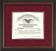 Image of Saint Joseph's University Diploma Frame - Rosewoood - No Embossing - Crimson Suede on Silver mat