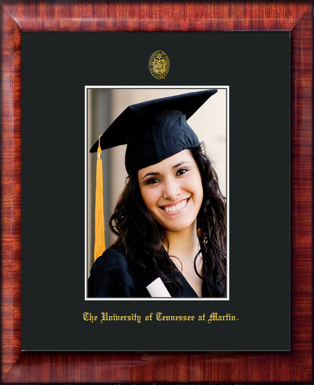 Image of University of Tennessee Martin 5 x 7 Photo Frame - Mezzo Gloss - w/UT Embossed Seal & UT Martin Name - Single Black Mat