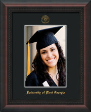 Image of University of West Georgia 5 x 7 Photo Frame - Mahogany Braid - w/Official Embossing of UWG Seal & Name - Single Black mat