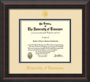 Image of University of Tennessee Diploma Frame - Mahogany Braid - w/Embossed UTK Seal & Name - Cream on Black Mat