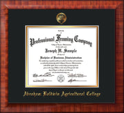 Image of Abraham Baldwin Agricultural College Diploma Frame - Mezzo Gloss - w/Embossed ABAC Seal & Name - Black on Gold mat