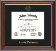 this is a Auburn University Diploma Frame - Cherry Lacquer - w/Embossed Seal & Name - Single Black Mat