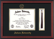 Image of Auburn University Diploma Frame - Cherry Reverse - w/Embossed Seal & Name - Tassel Holder - Black on Gold mat