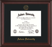 Image of Auburn University Diploma Frame - Mahogany Lacquer - w/Embossed Seal & Name - Single Black Mat