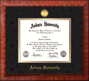 Image of Auburn University Diploma Frame - Mezzo Gloss - w/24k Gold-plated Medallion - Black Suede on Gold mat