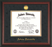 Image of Auburn University Diploma Frame - Rosewood - w/24k Gold-plated Medallion - Black Suede on Gold mat