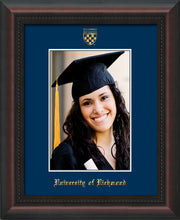 Image of University of Richmond 5 x 7 Photo Frame - Mahogany Braid - w/Official Embossing of UR Seal & Name - Single Navy mat