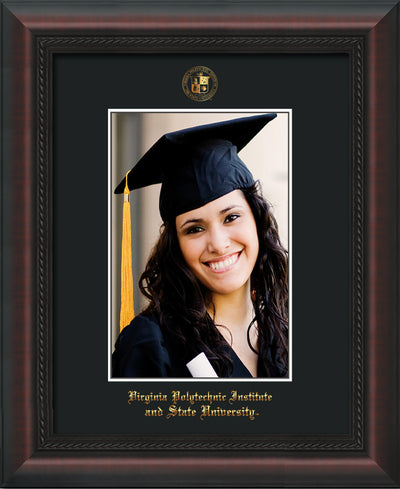 Virginia Tech Hokies Petite Diploma Frame - Mahogany With Gold Trim & Official Seal Medallion