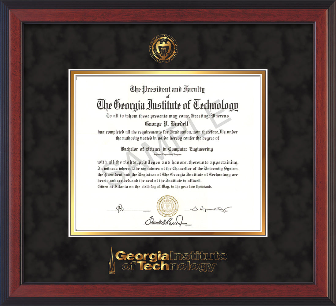 コレクション diploma Georgia Tech Diploma Frame-Wordmark-Cherry Reverse-Black Suede