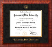Image of Governor's State University Diploma Frame - Mezzo Gloss - w/Embossed GSU Seal & Name - Fillet - Black Suede mat