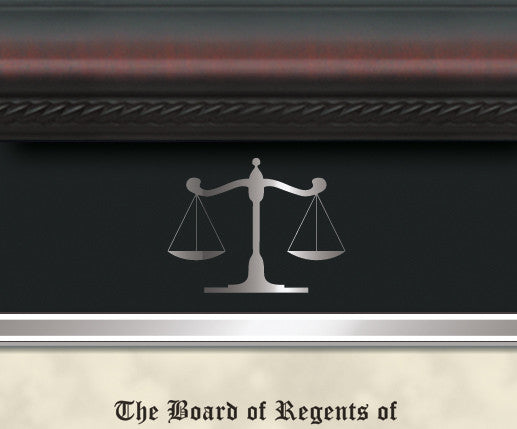 View of the Custom Silver Leaf Law Embossing on Mat