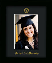 Image of Morehead State University 5 x 7 Photo Frame - Flat Matte Black - w/Official Embossing of MSU Seal & Name - Single Black mat