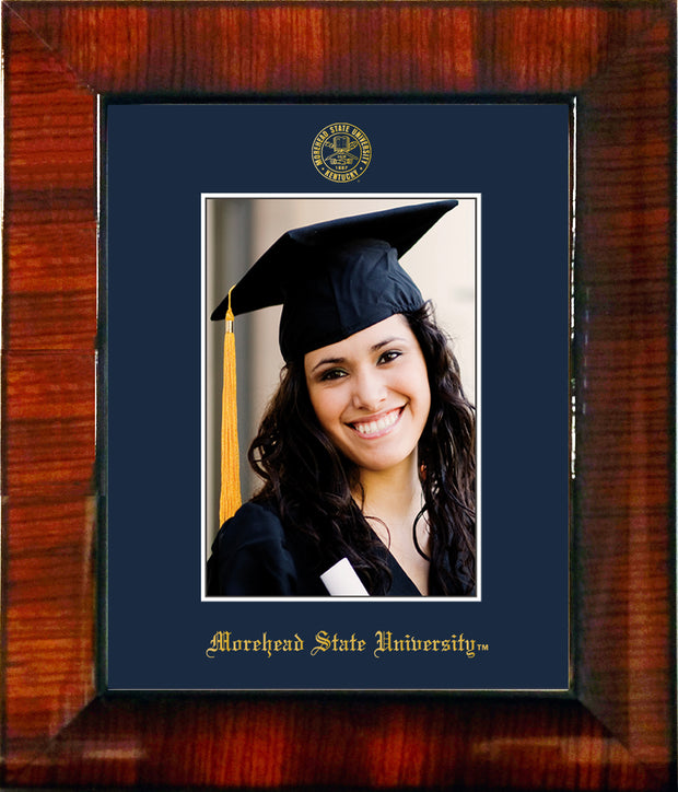 Image of Morehead State University 5 x 7 Photo Frame - Mezzo Gloss - w/Official Embossing of MSU Seal & Name - Single Navy mat