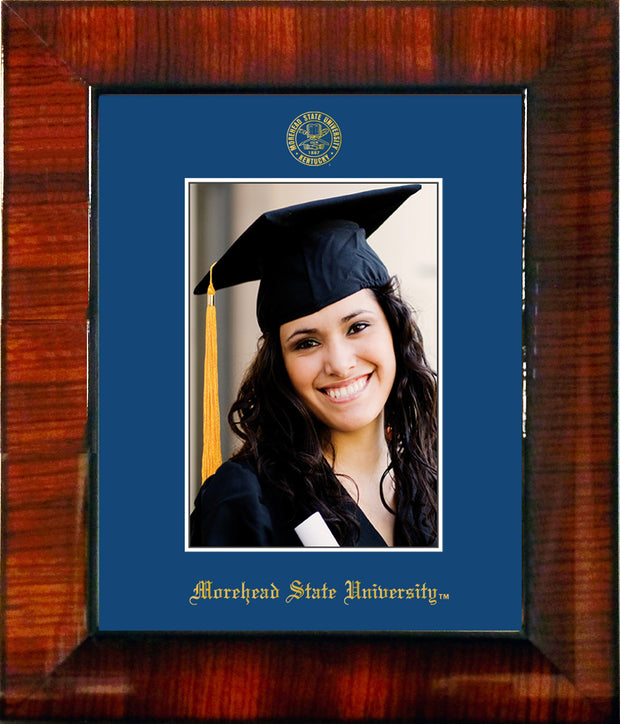 Image of Morehead State University 5 x 7 Photo Frame - Mezzo Gloss - w/Official Embossing of MSU Seal & Name - Single Royal Blue mat