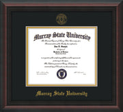 Image of Murray State University Diploma Frame - Mahogany Braid - w/Murray Embossed Seal & Name - Black on Gold mat