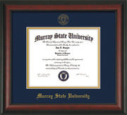 Image of Murray State University Diploma Frame - Rosewood - w/Murray Embossed Seal & Name - Navy on Gold mat