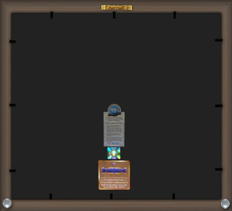 Back View of Robert Morris University - Illinois Diploma Frame - Honors Black Satin - w/Embossed RMU Seal & Name - Black on Gold mat