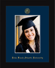 Image of Palm Beach Atlantic University 5 x 7 Photo Frame - Flat Matte Black - w/Official Embossing of PBA Seal & Name - Single Navy mat