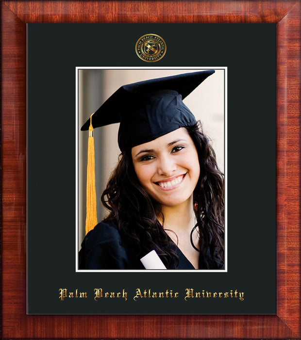Image of Palm Beach Atlantic University 5 x 7 Photo Frame - Mezzo Gloss - w/Official Embossing of PBA Seal & Name - Single Black mat