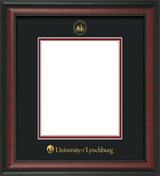 Image of University of Lynchburg Diploma Frame - Rosewood - w/Embossed UL Seal & Name - Black on Crimson mat