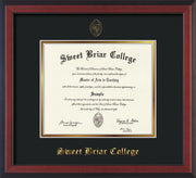 Image of Sweet Briar College Diploma Frame - Rosewood - w/Embossed SBC Seal & Name - Black on Gold mat