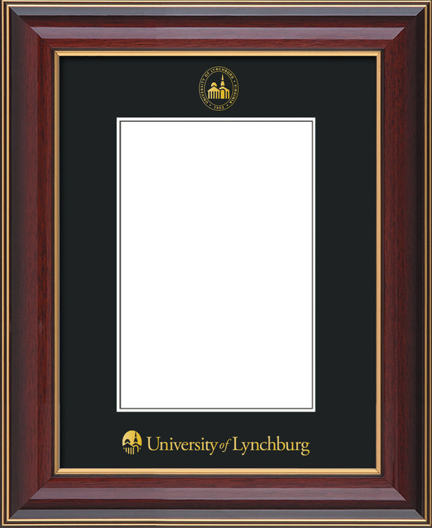 Image of University of Lynchburg 5 x 7 Photo Frame - Cherry Lacquer - w/Official Embossing of UL Seal & Name - Single Black mat